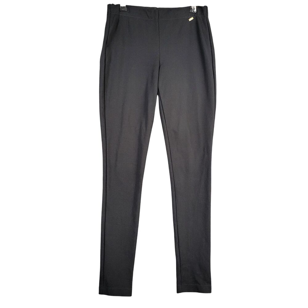 ST JOHN Black Mid Rise Stretch Knit Skinny Ankle Pull On Pants SIZE P US XS